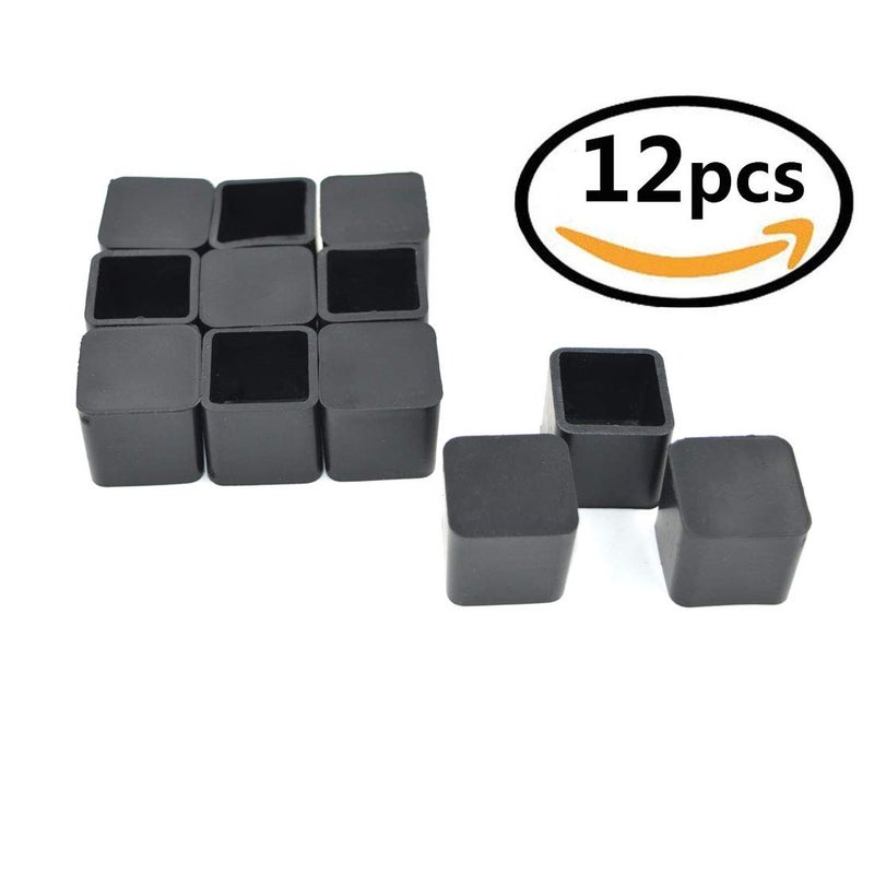 Spzcdza 4/5 Inch Rubber Square Feet Furniture Table Chair Leg Foot Cover Caps Chair Leg Floor Protectors, Prevent Scratches, Wood Floor Protector 12Pcs 4/5"" X 4/5"" Black - Image 3