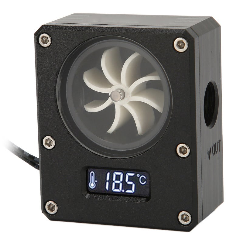 PC Water Cooling Meter: Black Durable Acrylic Rustproof Material - 3pin Interface VA LCD Display Computer Flow Meter for PC Water Cooling Systems - Image 1