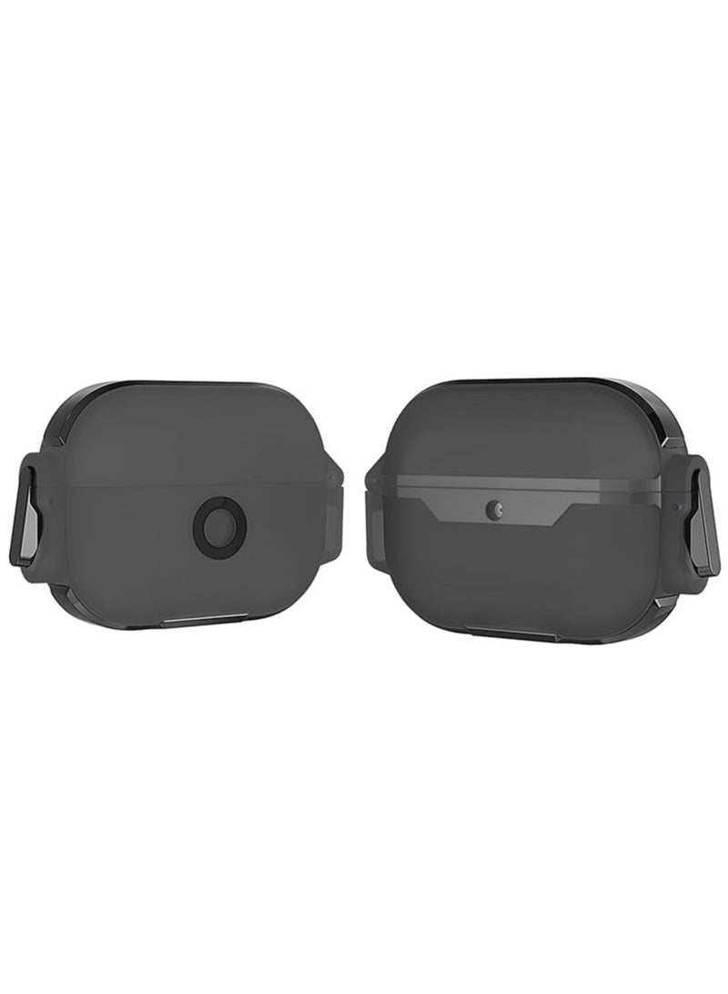 for AirPods 4 Case - Acrylic TPU Protective Cover with Lock Design and Rotating Stand - Shock and Scratch Resistant for AirPods 4th Gen (2024) (Black) - Image 1