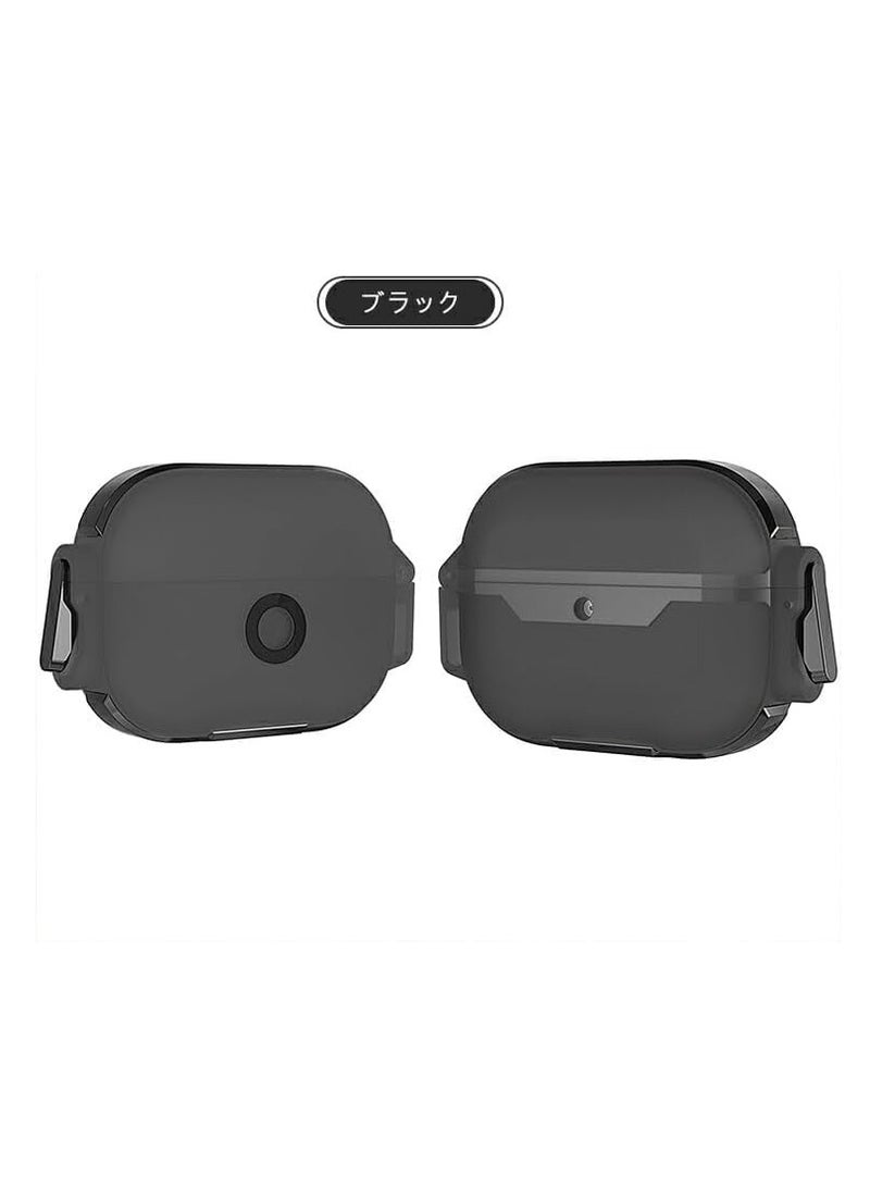 for AirPods 4 Case - Acrylic TPU Protective Cover with Lock Design and Rotating Stand - Shock and Scratch Resistant for AirPods 4th Gen (2024) (Black) - Image 2