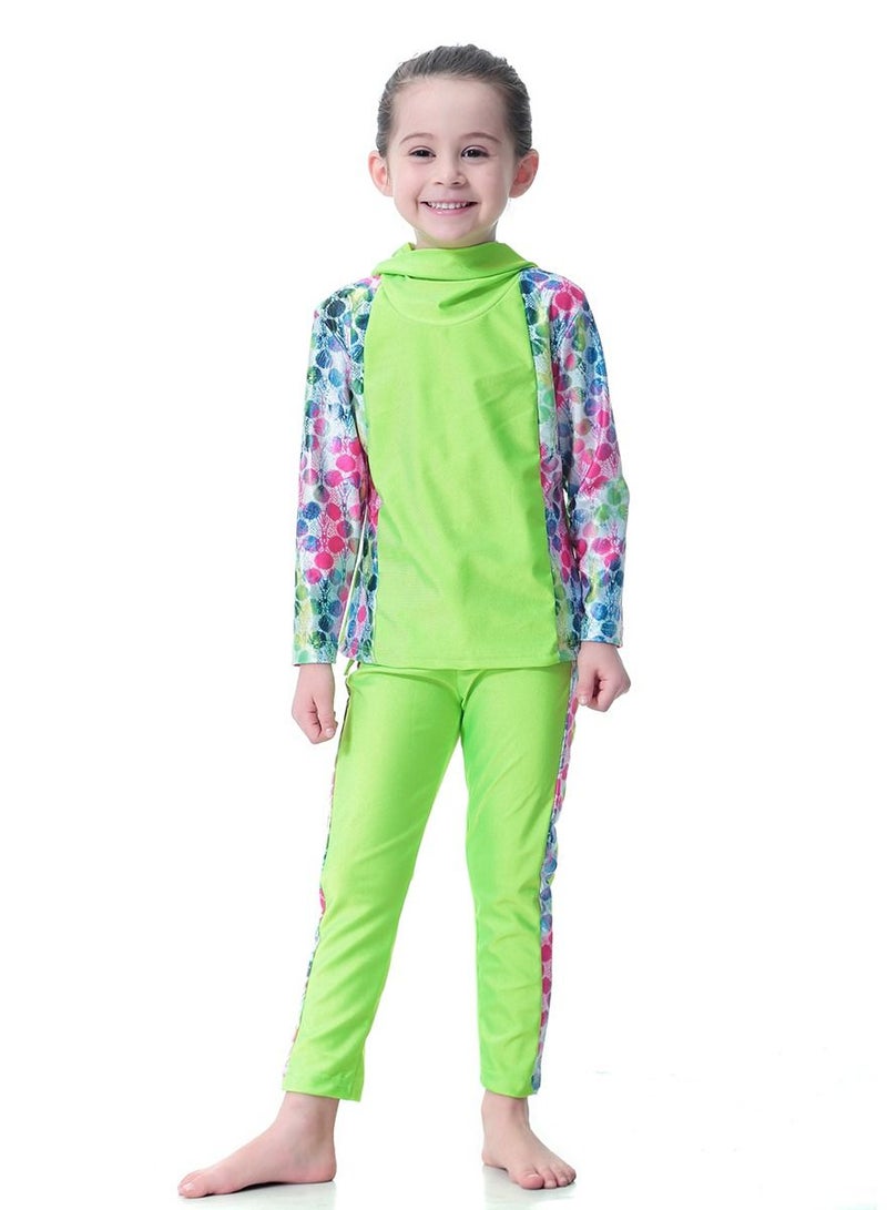 Loquat Girls Three-piece Set Swimwear Long Sleeve and Long Trousers - Image 1