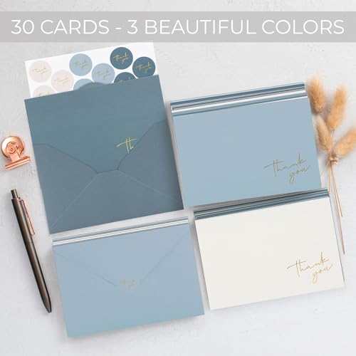 ZICOTO Beautiful Thank You Cards Set of 30 With Envelopes and Stickers - Elegant Blank Cards For Personalized Notes - Perfect Bulk Stationary Set For All Occasions incl. Weddings, Business & Baby Showers - Image 5