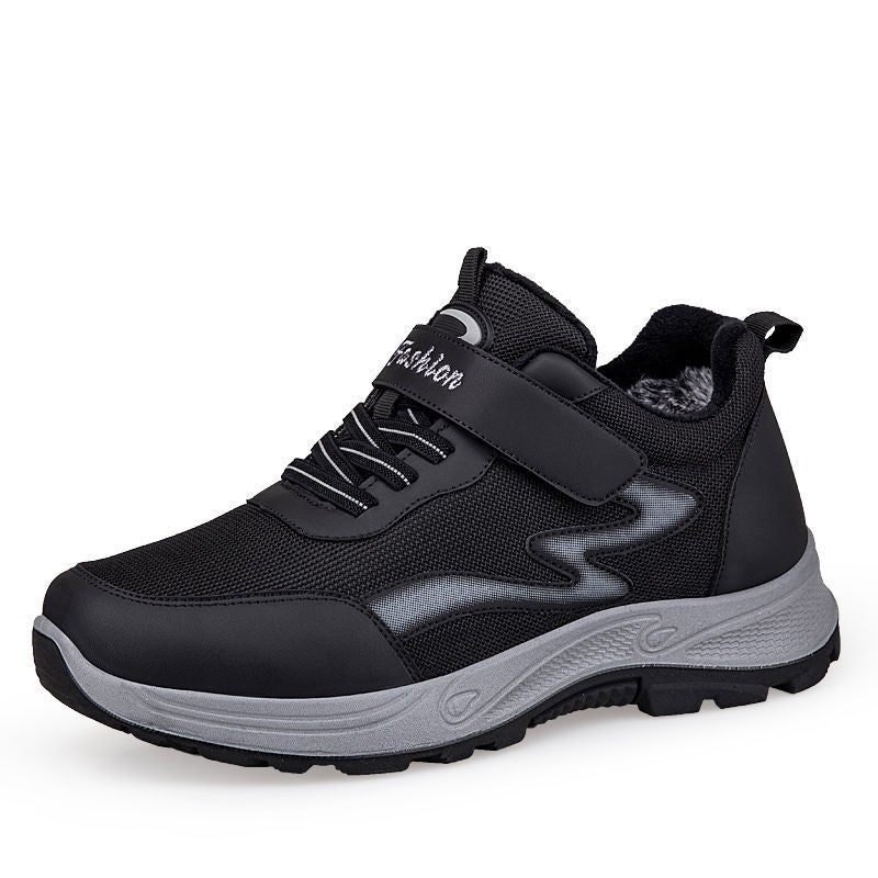 Winter Walking Shoes For Middle-Aged And Elderly Fleece-Lined Thickened Warm Snow Boots Non-Slip Wear-Resistant Cold-Resistant Cotton Shoes Black Cotton Boots - Image 1