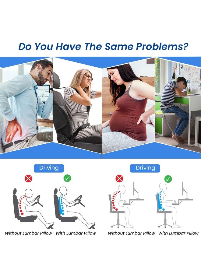 Car Lumbar Support Pillow High Density Memory Foam Back Cushion with Breathable Mesh, Ergonomic Lower Back Waist Support, Contoured Seat Backrest Cushion for Long Driving Travel Office Chair, Brown, 46x42cm - Image 4
