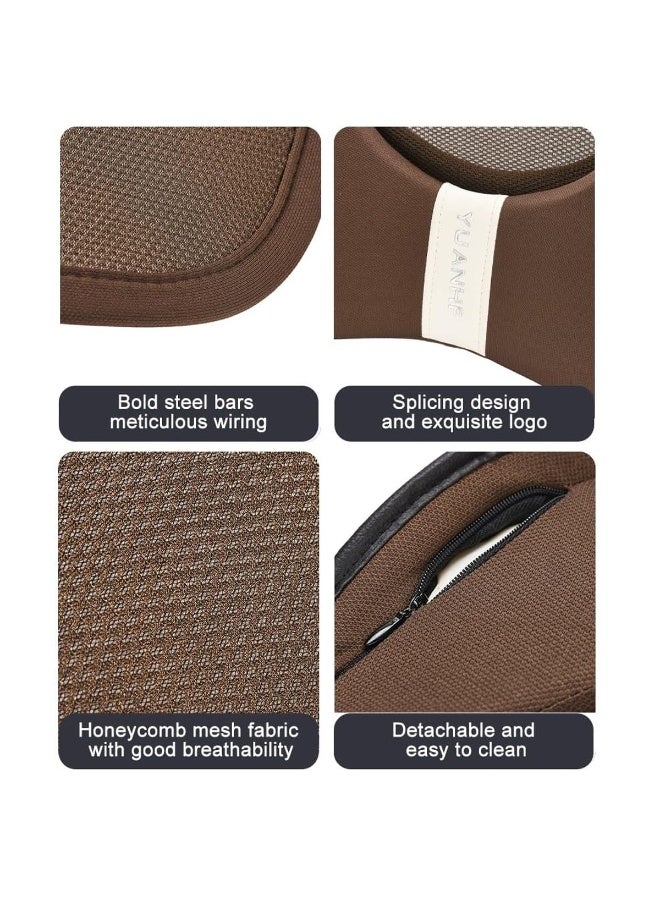 Car Lumbar Support Pillow High Density Memory Foam Back Cushion with Breathable Mesh, Ergonomic Lower Back Waist Support, Contoured Seat Backrest Cushion for Long Driving Travel Office Chair, Brown, 46x42cm - Image 5