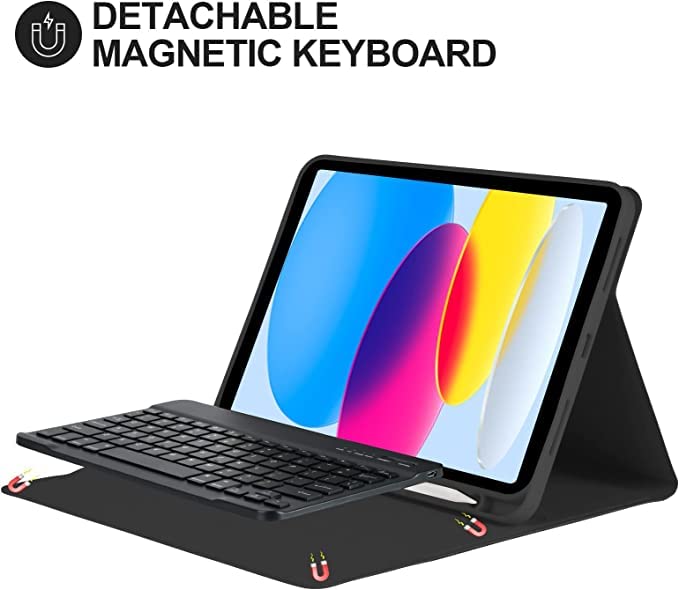 ProElite Detachable Wireless Bluetooth Keyboard case Cover for iPad (A16) 11th/10th Gen 2025/2022 with Pencil Holder, Dark Blue - Image 3