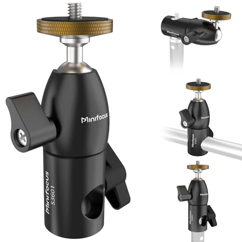 MINIFOCUS Light Stand Mount Adapter with Mini Ball Head, 16mm Rapid Adapter Convert with 1/4" Screw for Flat Head Light - Image 2