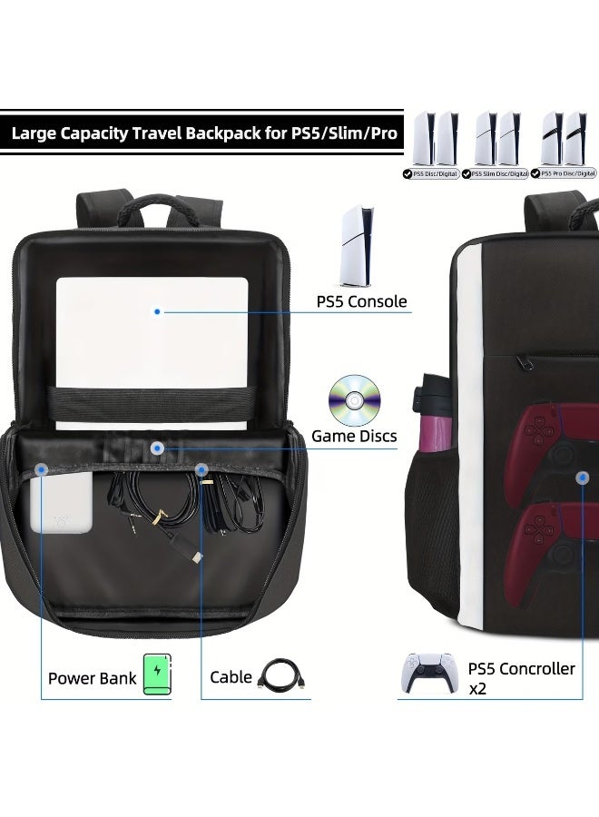 Sharpdo PS5 Carrying Case Large Capacity Durable Nylon Console Backpack with Adjustable Shoulder Strap Multi-Pocket Storage for PlayStation 5 PS4 Xbox Series X S Travel Bag Everyday Use - Image 3