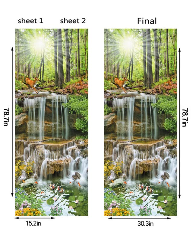 FLFK Door Sticker - Door Mural Peel and Stick  Removable Self-Adhesive Landscapes Door Wallpaper for Home Decor  30.3 ""W x 78.7 ""L  Set of 2 Sheets - Image 2
