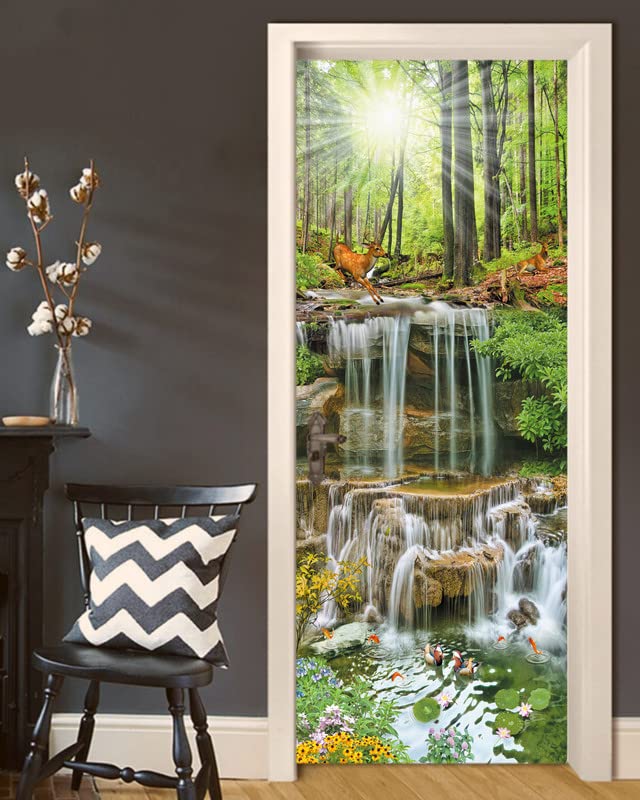 FLFK Door Sticker - Door Mural Peel and Stick  Removable Self-Adhesive Landscapes Door Wallpaper for Home Decor  30.3 ""W x 78.7 ""L  Set of 2 Sheets - Image 5