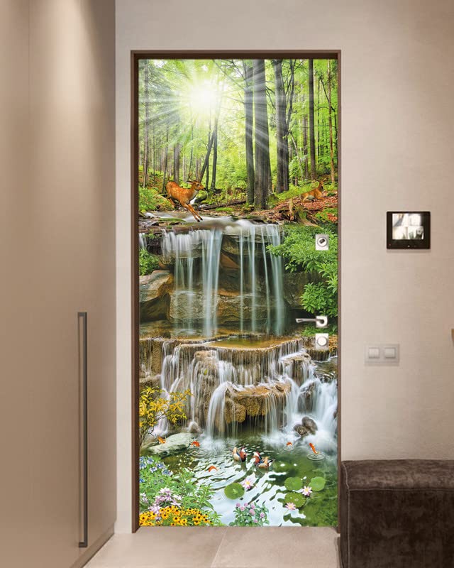 FLFK Door Sticker - Door Mural Peel and Stick  Removable Self-Adhesive Landscapes Door Wallpaper for Home Decor  30.3 ""W x 78.7 ""L  Set of 2 Sheets - Image 3