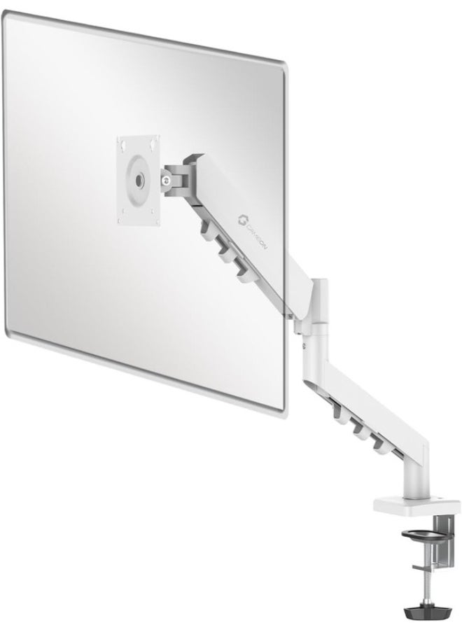 GAMEON GO-5501 Gas Spring Monitor Arm Fits 17" to 32" Screens, 2-9kg Capacity, Curved/Flat Monitors, Adjustable Height & Tilt, 360° VESA Rotation, Desk Clamp/Grommet Mount white