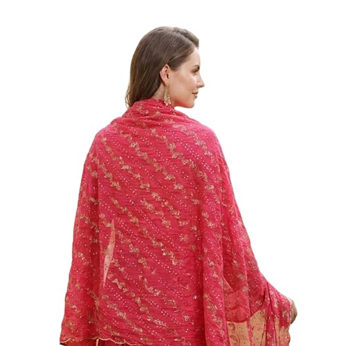 Stylish 2.25 Metre Women's Dupatta | Designer shawl | Scarf for Girls & womens | Chunni | Chiffon (Pink, 2.25 Metre) - Image 5