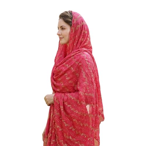 Stylish 2.25 Metre Women's Dupatta | Designer shawl | Scarf for Girls & womens | Chunni | Chiffon (Pink, 2.25 Metre) - Image 3