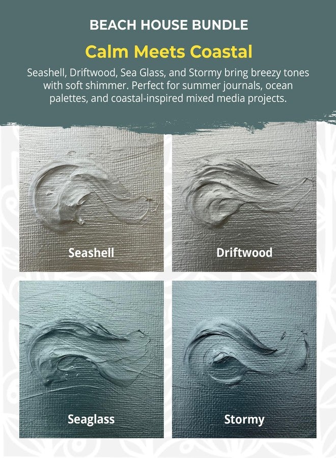The Crafter's Workshop Stencil Butter Medium, Easy-to-Spread, Adds Shimmer, Shine and Colorful Texture, Cleans Up with Water, 4 pk, 2-oz each, Coastal - Image 2