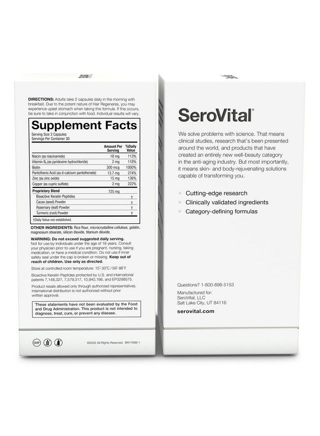serovital Hair Regen Formulated For Women Seeking Enhanced Hair Growth Thicker Strengthened Hair & Increased Scalp Coverage Supports Noticeable Decrease In Agerelated Hair Loss And Shedding (60 Count) - Image 3