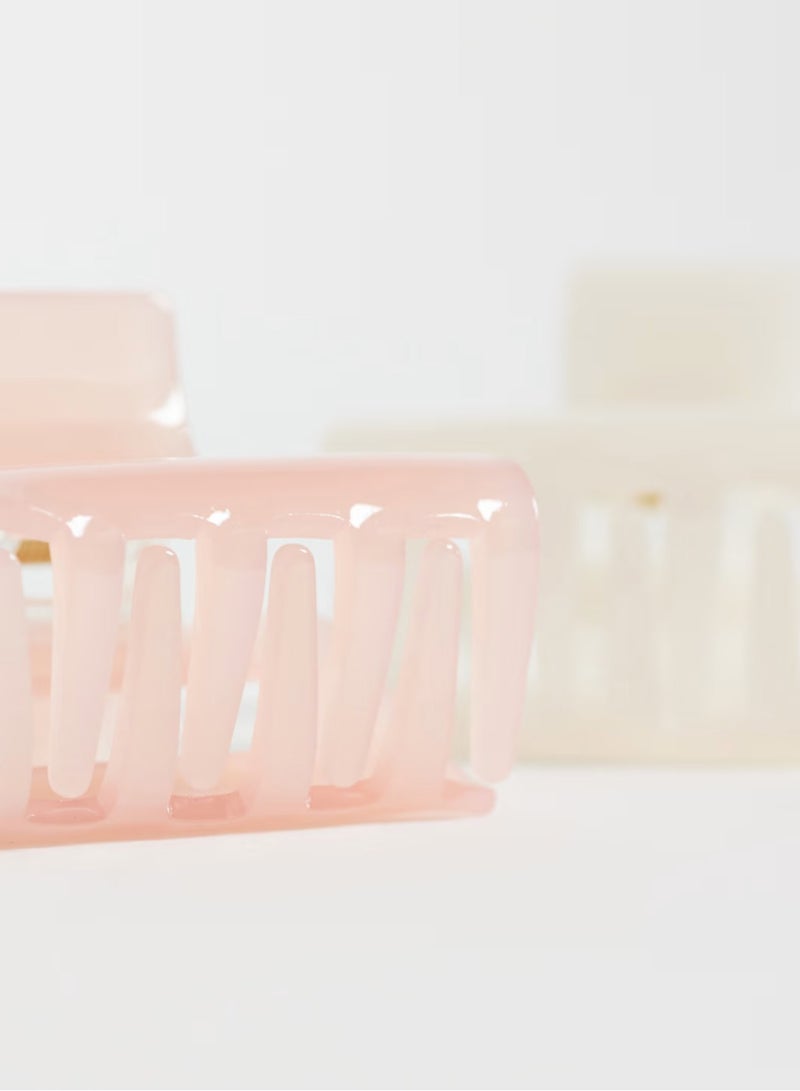 Asos Design 2-pack square mini claw clips in pink and white - Image 2