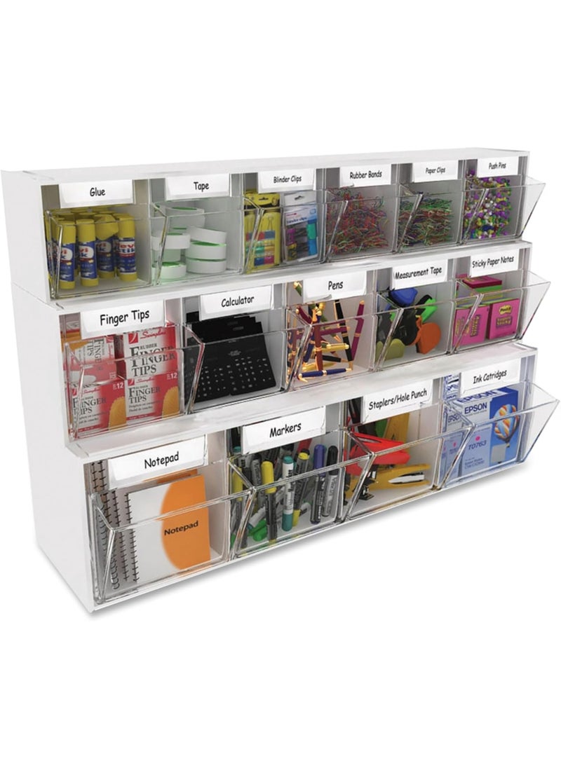 Deflecto Deflecto Interlocking Tilt Bin 6 Bin Unit Clear and White 2358 x 412 x 358 20603OP  - Image 4