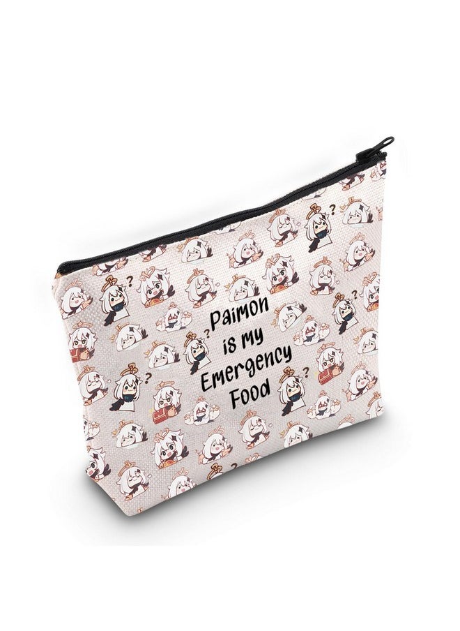 JXGZSO Anime Inspired Novelty Cosmetic Bag Paimon Is My Emergency Food Traveller Gift Anime Lover Gift (Paimon Bag)  - Image 1