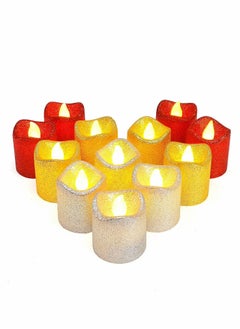 Flameless Candles, LED Tea Lights Battery Operated Electric Fake Candles for Golden Party Decorations Valentine's Day Dates Wedding, Table, Gift, Indoor Outdoor (12, Wavy Color Mixing)
