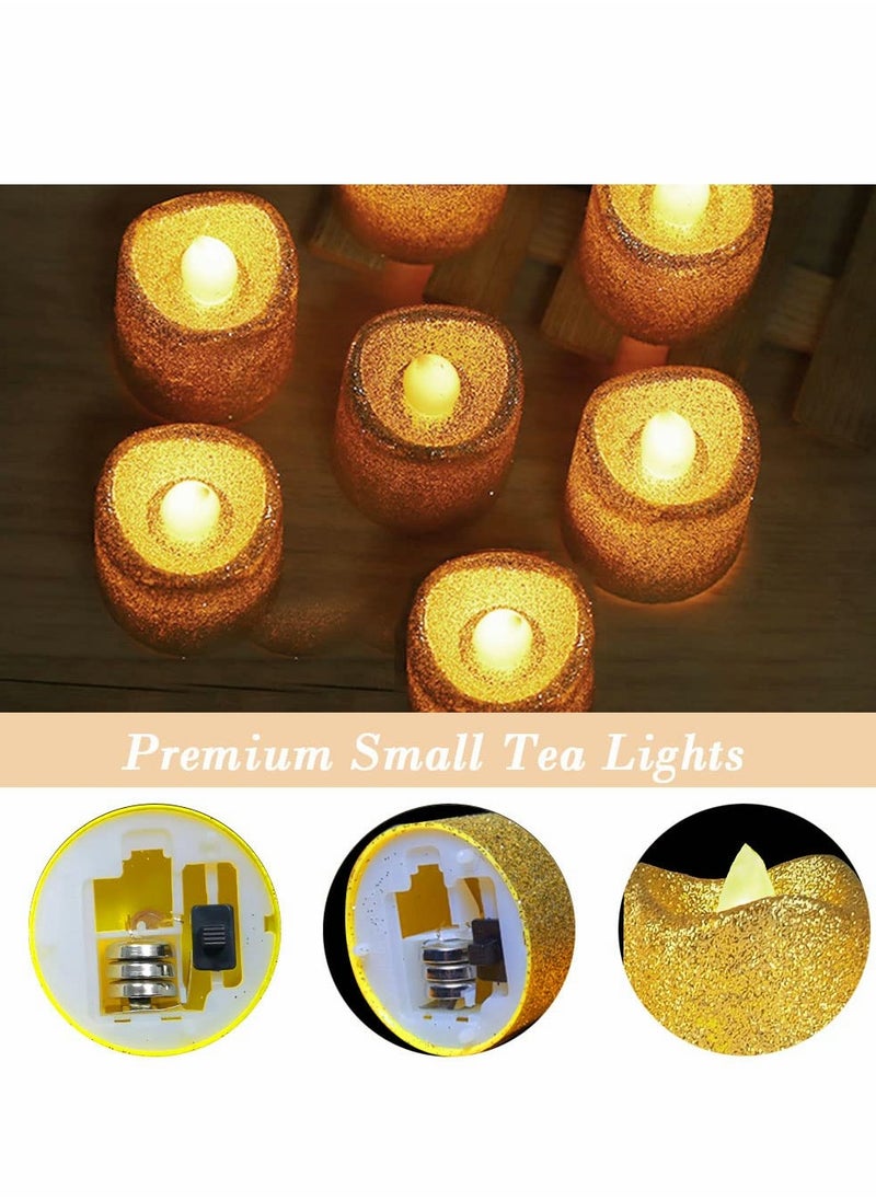 Excefore - Flameless Candles, LED Tea Lights Battery Operated Electric Fake Candles for Golden Party Decorations Valentine's Day Dates Wedding, Table, Gift, Indoor Outdoor (12, Wavy Color Mixing) - Image 1