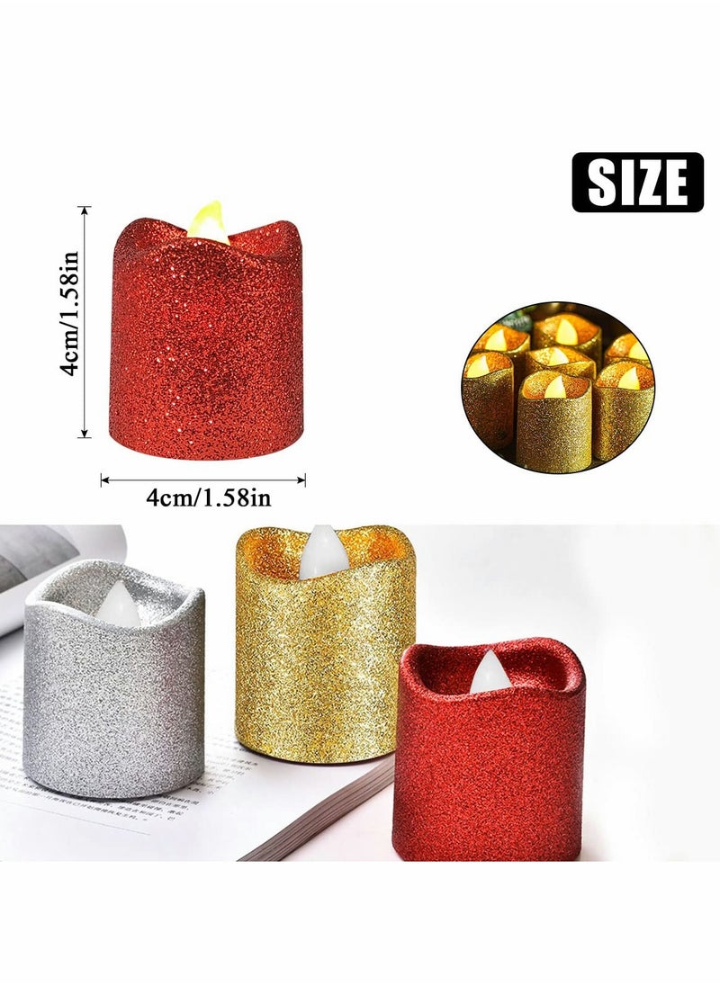 Excefore - Flameless Candles, LED Tea Lights Battery Operated Electric Fake Candles for Golden Party Decorations Valentine's Day Dates Wedding, Table, Gift, Indoor Outdoor (12, Wavy Color Mixing) - Image 1