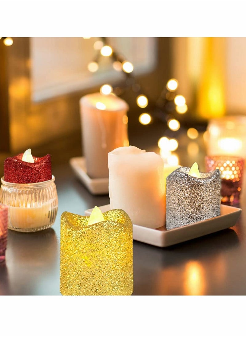 Excefore - Flameless Candles, LED Tea Lights Battery Operated Electric Fake Candles for Golden Party Decorations Valentine's Day Dates Wedding, Table, Gift, Indoor Outdoor (12, Wavy Color Mixing) - Image 1