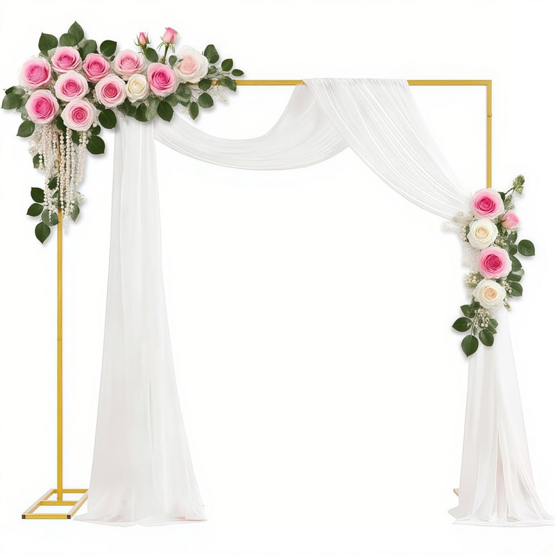 GIB cleaningtool GIB 6.5FT Heavy Duty Wedding Arch Backdrop Square Metal Frame Balloon Arch Decoration - Gold Photo Booth Background Decor for Baby Shower Birthday Parties - Image 1
