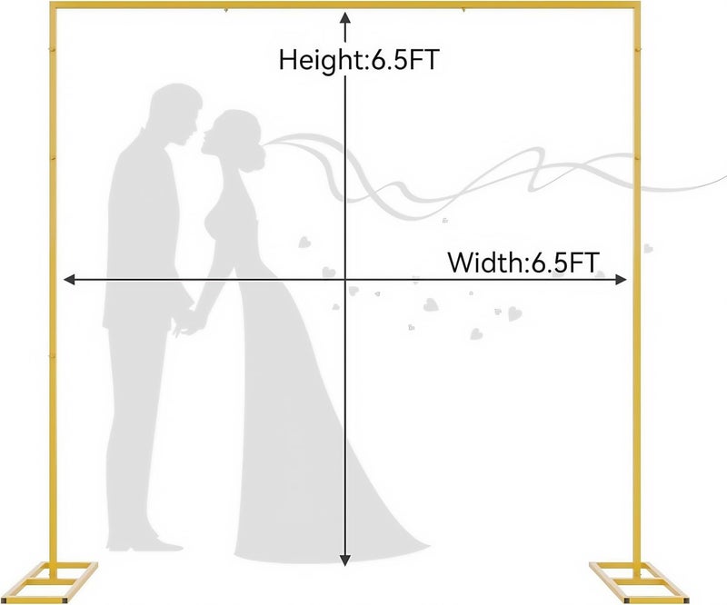 GIB cleaningtool GIB 6.5FT Heavy Duty Wedding Arch Backdrop Square Metal Frame Balloon Arch Decoration - Gold Photo Booth Background Decor for Baby Shower Birthday Parties - Image 2