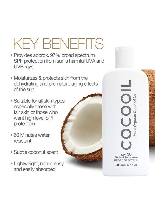 COCOOIL - Topical Sunscreen SPF 30 | Natural Botanical Oils, Organic Coconut Oil, Skin Nourishing, Cruelty Free | 6.7 Fl Oz - Image 1