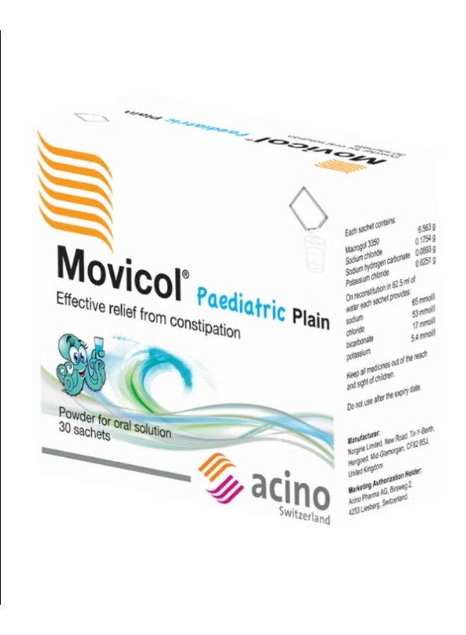 Movicol Paediatric Plain Powder for Oral Solution – 30 Sachets for Constipation Relief