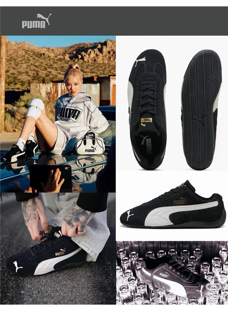 Puma Black and White Foil Racing Shoes Low-Top Leather Retro Casual Unisex Sneakers - Image 4