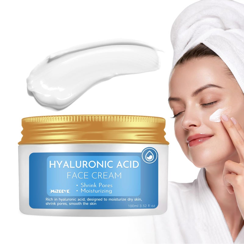 MIZEEYE Hyaluronic Acid Moisturizer For Face 352 oz 100ML Hyaluronic Acid Cream For Dry Sensitive Skin Moisturizing Face Cream For Daily