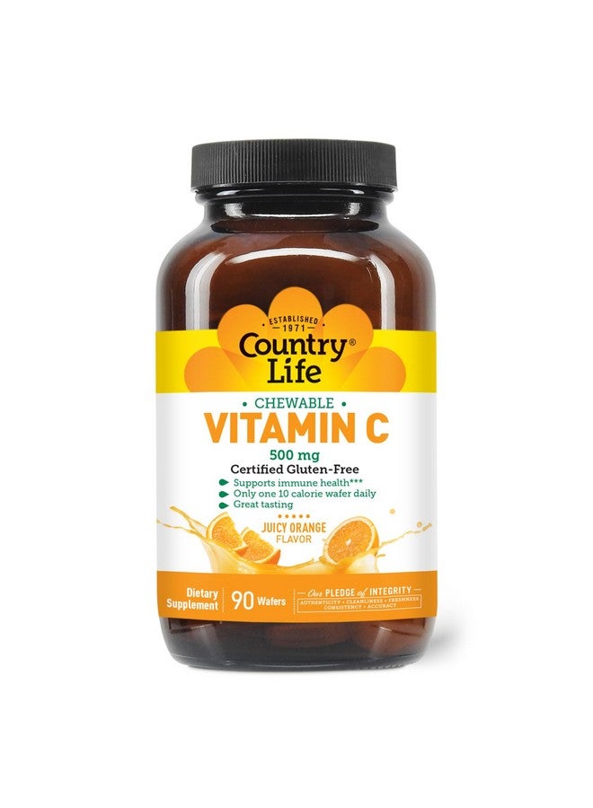 Country Life Vitamin C 500g High Potency - 90 Chewable Tablets, Immune Support - Vegan, Non-GMO, 90 Day Supply - Image 1