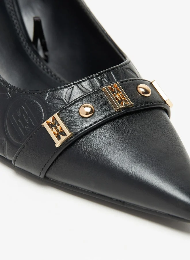 ايل Women's Monogram Embossed Pumps with Kitten Heels