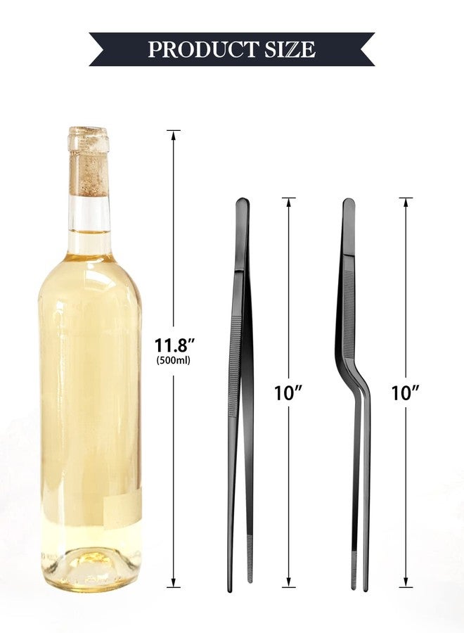 SouxMux 10-inch Cooking Tweezer and Offset Tweezer Set, Tongs Precision Serrated Tips, Stainless Steel Professional Chef Tweezer Kitchen Tools for BBQ, Plating and Serving - Image 3