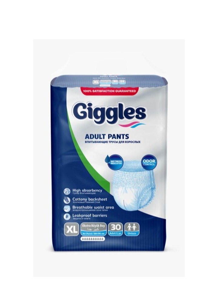 giggles Adult Pants Culotte Turkish Made with Wetness Indicator and Odor Control XL Size (30 Pieces)  - Image 1