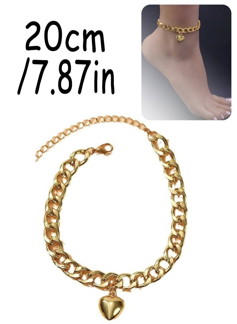 An Elegant 18K Gold Plated Stainless Steel Anklet Featuring A Minimal Heart Charm — Perfect For Daily Wear Or Gifting. - Image 1