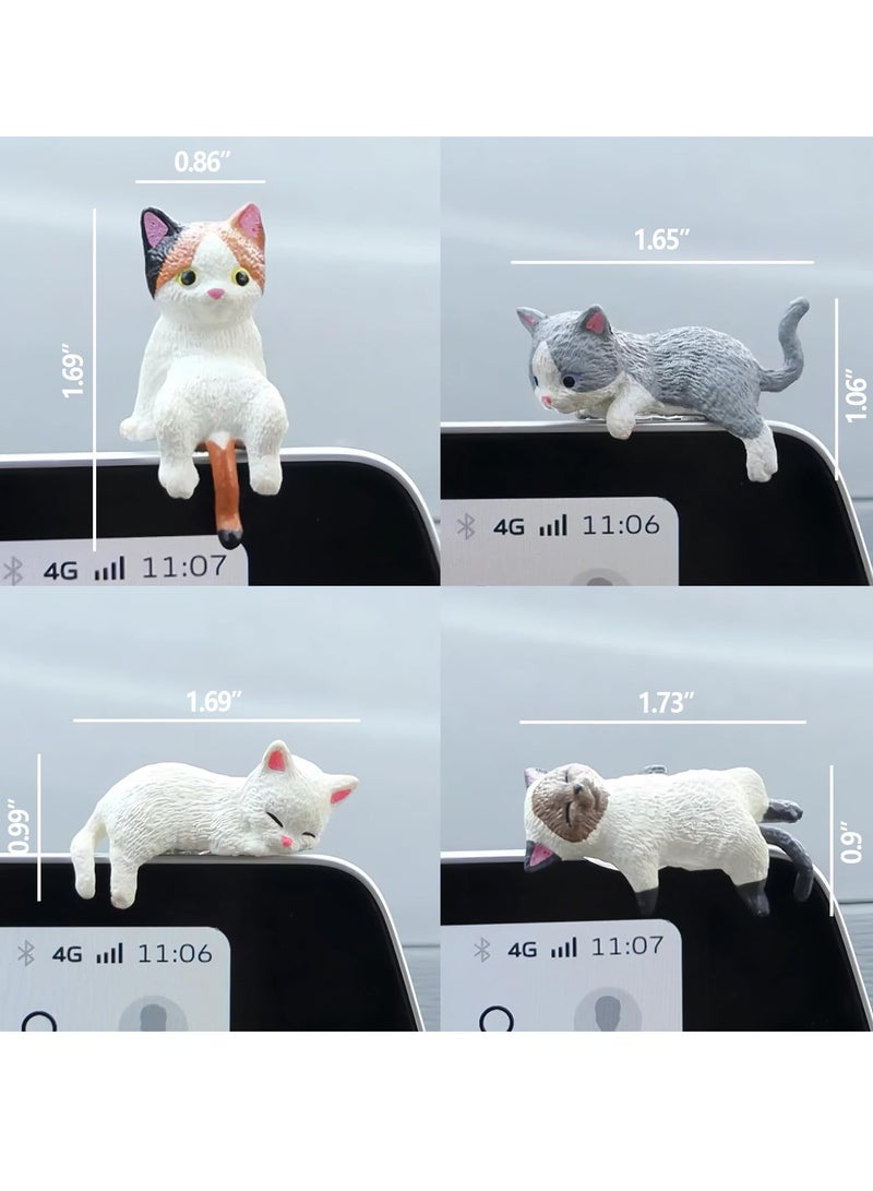 4pcs Cat Car Interior Aesthetic Accessories, Cute Kitten Dashboard & Rearview Mirror Decor , Auto Ornament for Women & Girls - Image 2