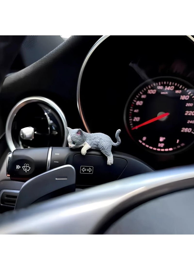 4pcs Cat Car Interior Aesthetic Accessories, Cute Kitten Dashboard & Rearview Mirror Decor , Auto Ornament for Women & Girls - Image 3