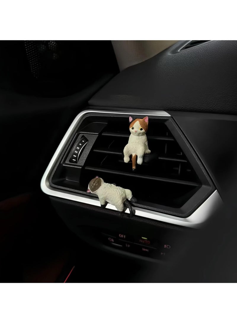 4pcs Cat Car Interior Aesthetic Accessories, Cute Kitten Dashboard & Rearview Mirror Decor , Auto Ornament for Women & Girls - Image 4