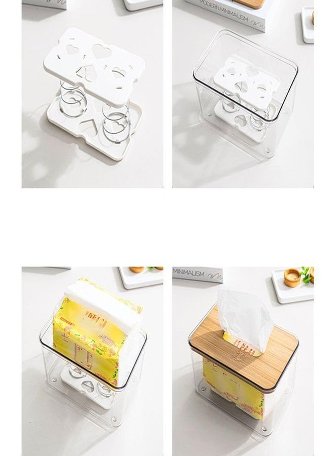 ZYAMY 2PCS White Paper Towel Dispenser Tissue Box Spring Loaded Lift Support Tissue Holder Tissue Box Holder for Office Home Kitchen Toilet - Image 3