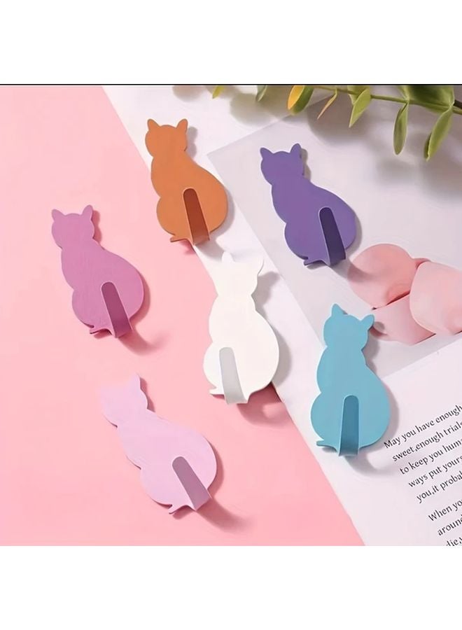 Blue Cat Shaped Self Adhesive Hooks 4pcs No Drill Easy Install for Keys Towels - Image 2