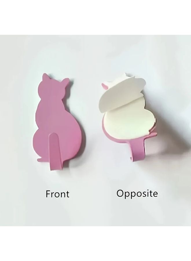 Blue Cat Shaped Self Adhesive Hooks 4pcs No Drill Easy Install for Keys Towels - Image 3