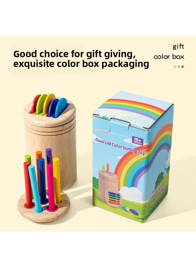 Children's Color Classification Cup Children's Color Cognitive Shape Matching Classification Bucket Teaching Aids Wooden Educational Toys-Color:Color Stick Classification Tube Rubber Wood  - Image 4