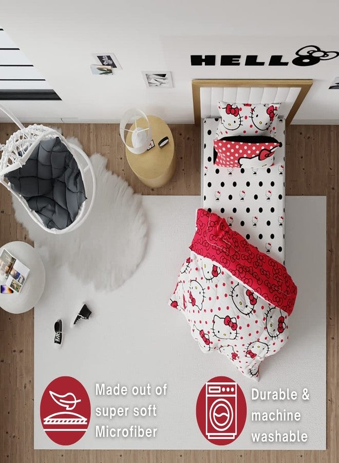 Franco Collectibles Hello Kitty Polka Dot Bedding 5 Piece Super Soft Comforter and Sheet Set with Sham, Twin, (Official Licensed Product) - Image 5