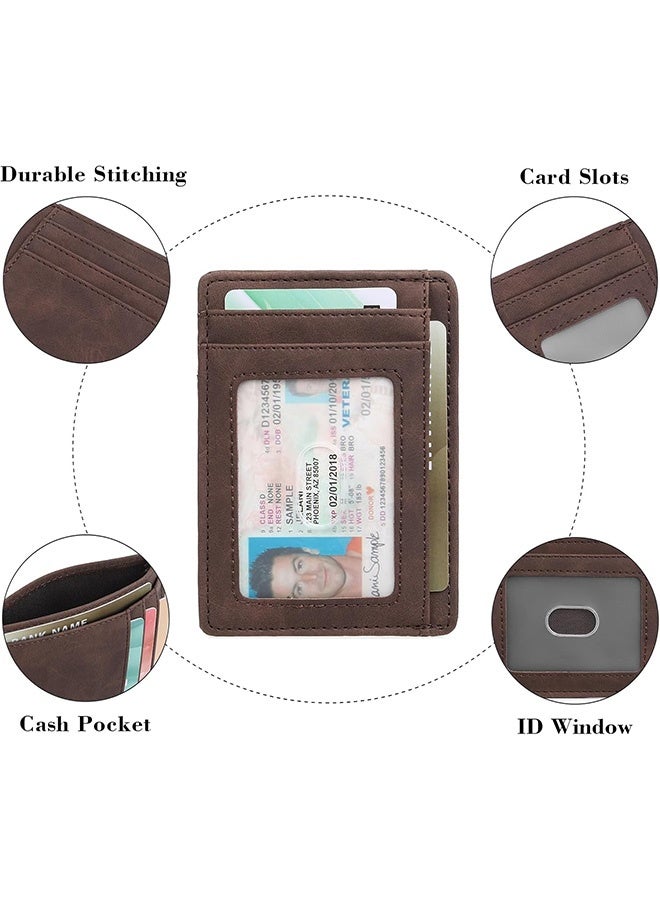 Compact Slim Minimalist Front Pocket RFID Blocking Wallet for Men and Women Leather Card Holder Wallet (coffee) - Image 4