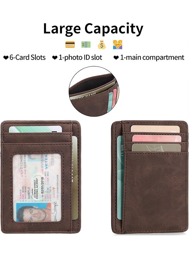 Compact Slim Minimalist Front Pocket RFID Blocking Wallet for Men and Women Leather Card Holder Wallet (coffee) - Image 3