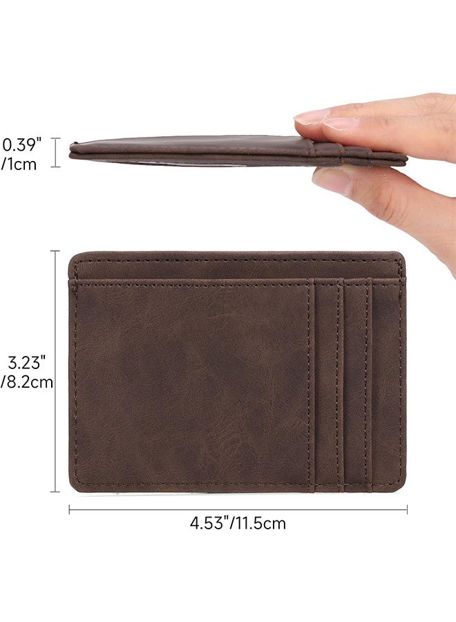 Compact Slim Minimalist Front Pocket RFID Blocking Wallet for Men and Women Leather Card Holder Wallet (coffee) - Image 2