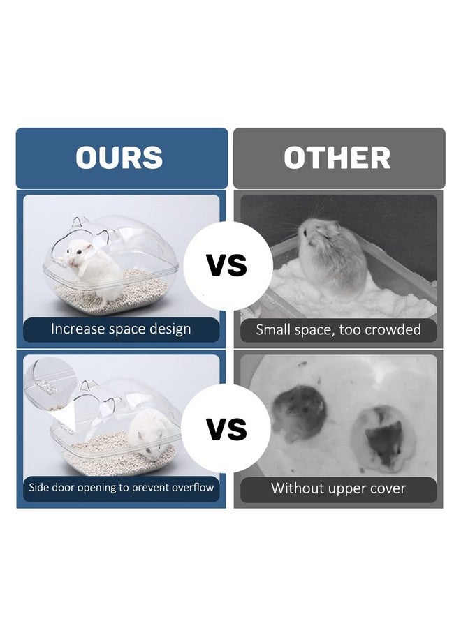 PDFans حاوية حمام رمل للهامستر وصندوق فضلات الحيوانات الصغيرة وحوض استحمام وحمام المخلوقات مع مغرفة وملحقات للفئران والقنفذ والليمينغ والجربوع أو الحيوانات الأليفة الصغيرة الأخرى - Image 2
